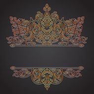 Vector lace card in eastern style on dark background N3