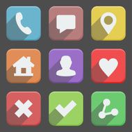 Colorful web icons set long shadows