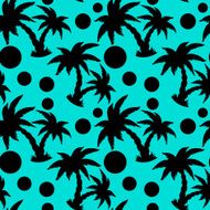 Seamless pattern with tropical coconut palm trees and circles N2