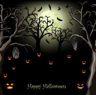 Halloween night with pumpkins - background place for text N2