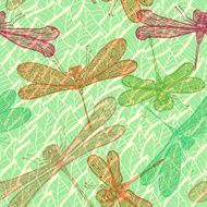 Seamless vintage pattern with dragonflies