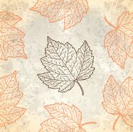 Pattern with autumn leaves in beige