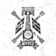 Car service piston emblem
