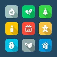 Flat Christmas icons N3