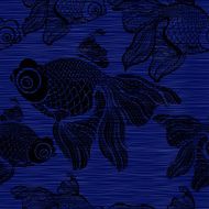 Seamless pattern with black fishes