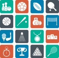 Silhouette Sport equipment icons