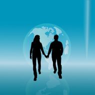 Vector silhouette of couple N389