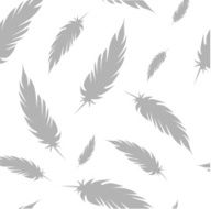 Beautiful white pattern with falling grey feathers vector