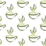 Cups of herbal tea seamless pattern