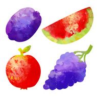 Set watercolor fruits and berries isolated