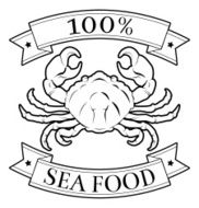 Sea food 100 percent label