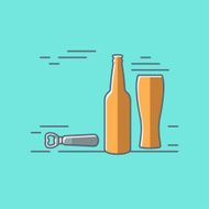 beer glass bottle flat design background
