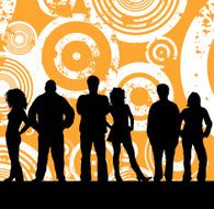 Young people on grunge background N2