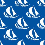Seamless pattern of yachts and sailing ship