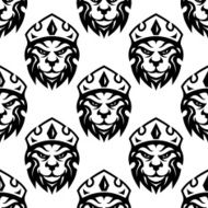 Seamless pattern of a crowned royal lion