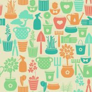 Seamless background with flowers in pots
