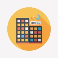 Hotel flat icon with long shadow N21