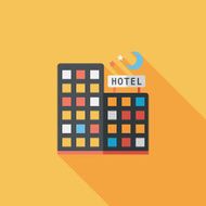 Hotel flat icon with long shadow N22