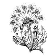 Beautiful Decorative Dandelion with Leaves (Vector)