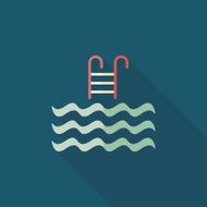 Pool flat icon with long shadow N12