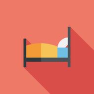 Hotel bed flat icon with long shadow N8