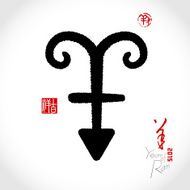 Chinese penmanship seal character calligraphy sheep N2