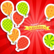 Happy birthday funny postcard with balloons Vector N2