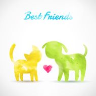 Watercolor cat and dog silhouettes