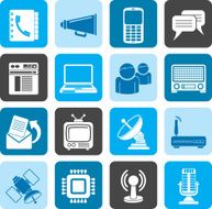 Silhouette Communication connection and technology icons