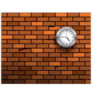 the clock symbol on brick wall