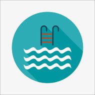 Pool flat icon with long shadow N13