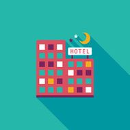 Hotel flat icon with long shadow N23
