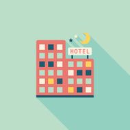 Hotel flat icon with long shadow N24