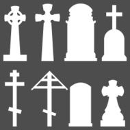 Vector Set of Silhouette Tombstones