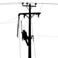 electric worker and power lines silhouette