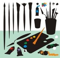 Art Supplies Color Silhouettes