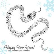 Stylized chinese New Year card of Snake made snowflakes