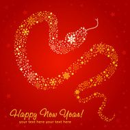 Stylized chinese New Year card of Snake made snowflakes N2