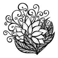 Beautiful Decorative Flower with Leaves (Vector) N34