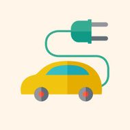 Electric Car Flat Icon N2