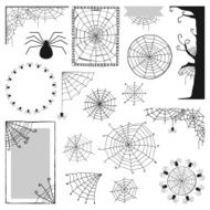 Set of decorative elements for Halloween spiders spider webs