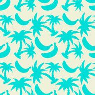 Seamless pattern with silhouettes coconut palm trees and bananas N4