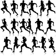 Set of silhouettes Runners on sprint men N13
