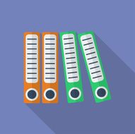 Office folders icon Modern Flat style with a long shadow