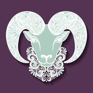 Vector Decorative Sheep with Patterned Horns