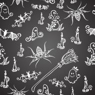 Vector Seamless Pattern with Ornate Halloween Decorations N4