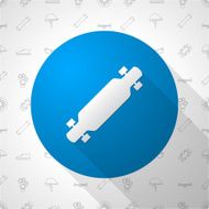 Flat circle vector icon for longboard
