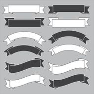 Old ribbon banner black and white N2