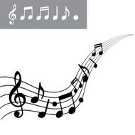 Musical notes on Scale Music note icon set Vector illustration