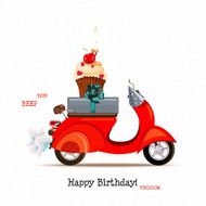 Birthday greeting card with red scooter
